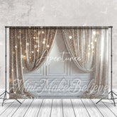 Aperturee - Silver Glitter White Retro Wall Backdrop For Photo